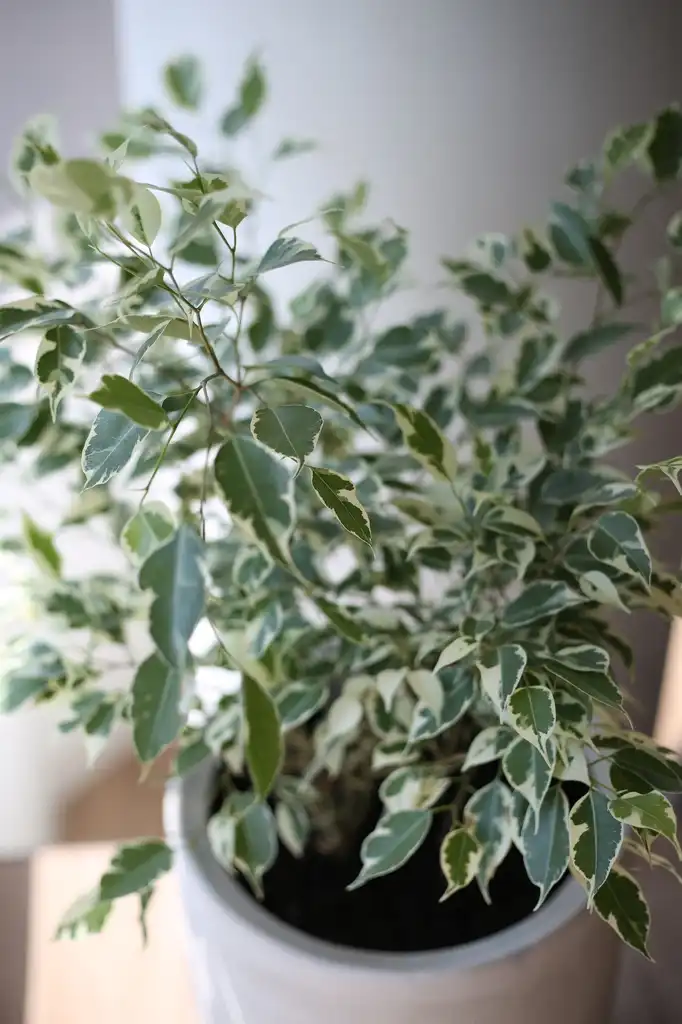 Foto de Ficus benjamina - 'Variegata' Leaves Close-Up (Mecklenburg County,NC):Hope Duckworth